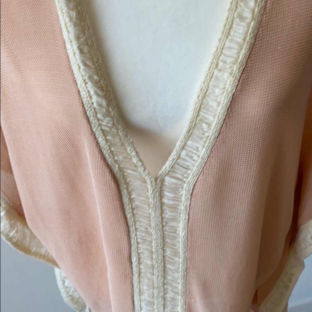 Zara - knit blush pink & white poncho shawl dress - Picture 3 of 7